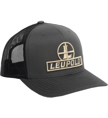 Leupold Reticle Trucker in color Gray. Great hat for fishing, hunting, and spending time in the outdoors. It has a pre-curved bill and adjustable one size fits all. 