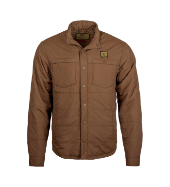 Front view of Leupold's lightweight, water resistant, ALPINE PRO INSULATED SNAP SHIRT in color Dark Clay.
