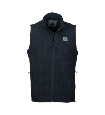 Front view of Frost Trail Softshell Vest, holster clothing in Navy color.
