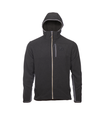 Front view of Make Ready 1/4 Zip Fleece with hood up, holster clothing in Iron Gray color.