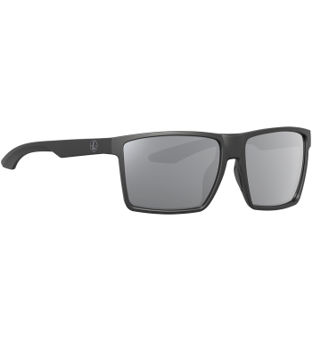 Profile of DeSoto polarized prescription ready sunglasses for fishing, hunting and shooting in color Matte Black with shadow gray flash lenses.