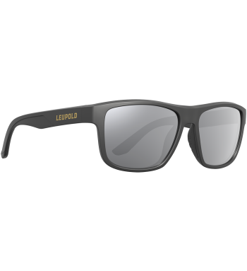Profile of Katmai polarized prescription ready sunglasses for fishing, hunting and shooting in color Matte Black with shadow gray flash lenses.