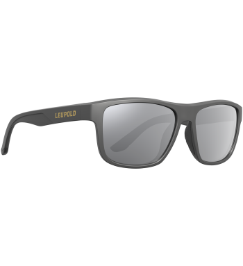 Profile of Katmai polarized prescription ready sunglasses for fishing, hunting and shooting in color Dark Gray with Shadow Gray Flash lenses.