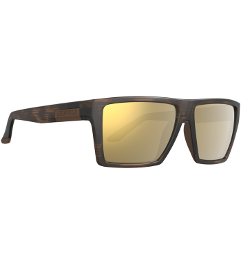 Profile of Refuge polarized prescription ready sunglasses for fishing, hunting and shooting in Matte Tortoise with Bronze Mirror lenses.