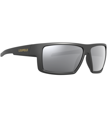 Profile of Switchback polarized prescription ready sunglasses for fishing, hunting and shooting in color matte black with shadow gray flash lenses.