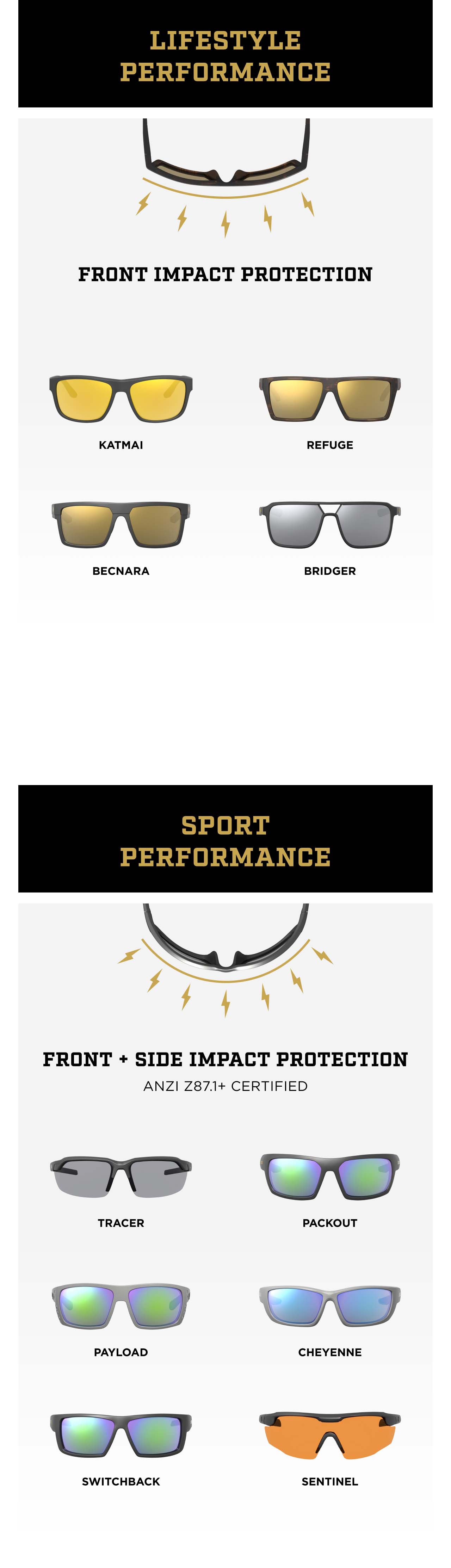 H1 A visual representation of what performance group each eyewear frame belongs to. Lifestyle or Sport Performance.